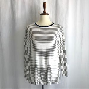 ANN TAYLOR LOFT Striped Sleeved Soft Knit Shirt